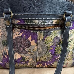 Patricia Nash Purple Sunflower Print Tote with Black Trim